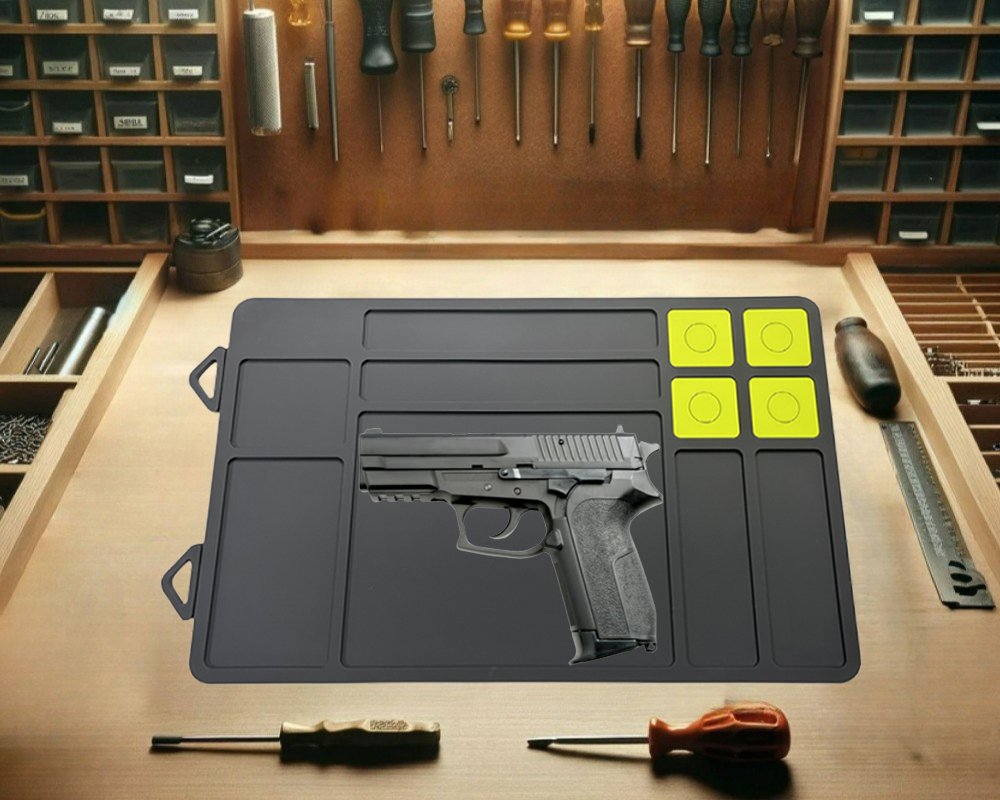 gun cleaning mat with four magnets