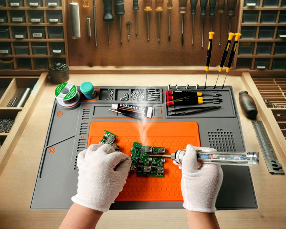 orange soldering mat