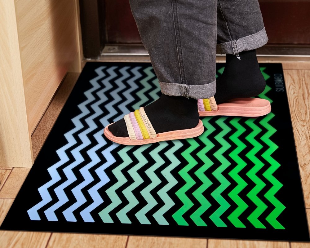 green floor mat