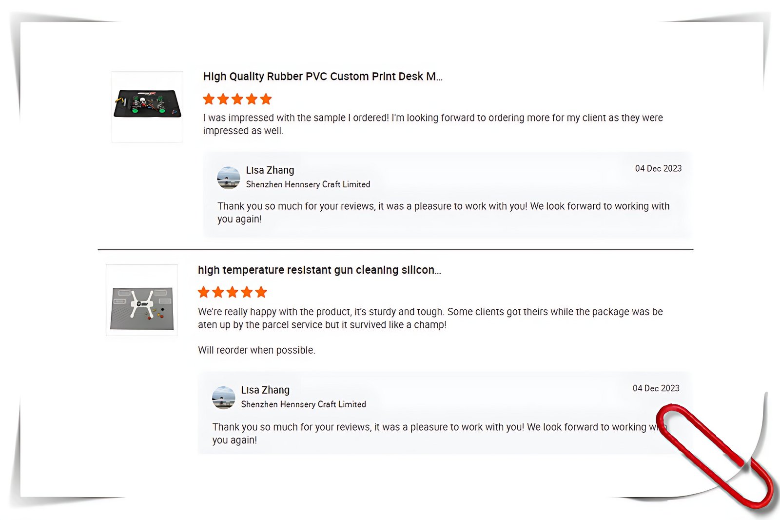 repair rc mat customer praise