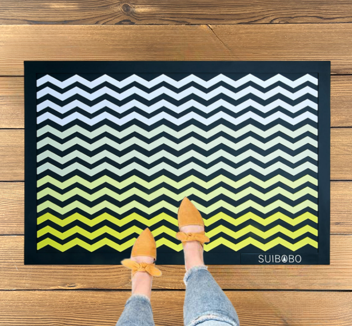 striped floor mat
