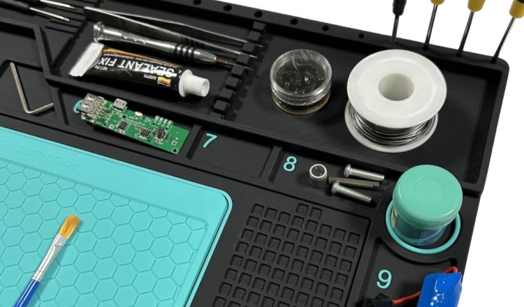 soldering mat various storage areas