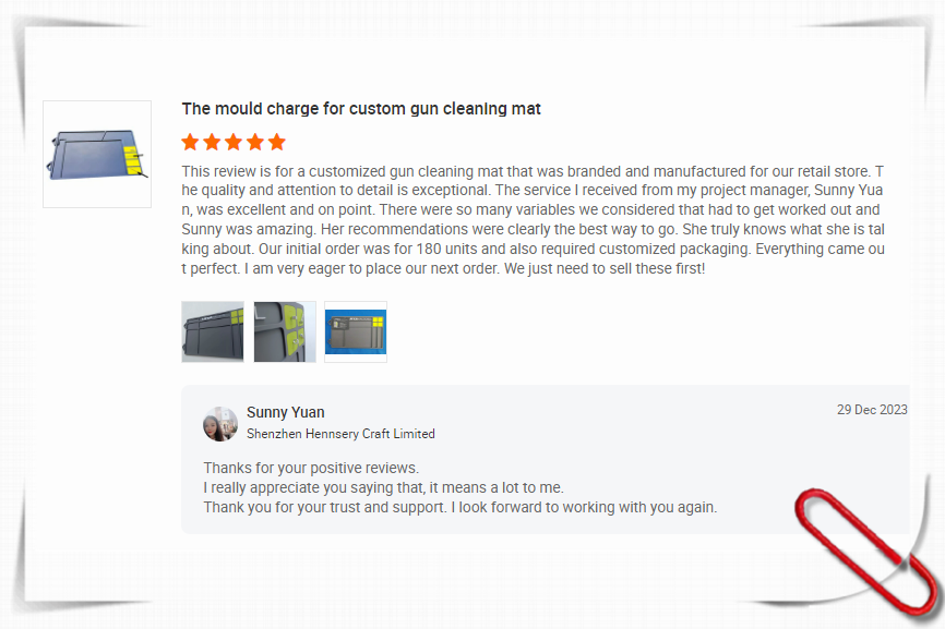 Praise about the gun cleaning mat