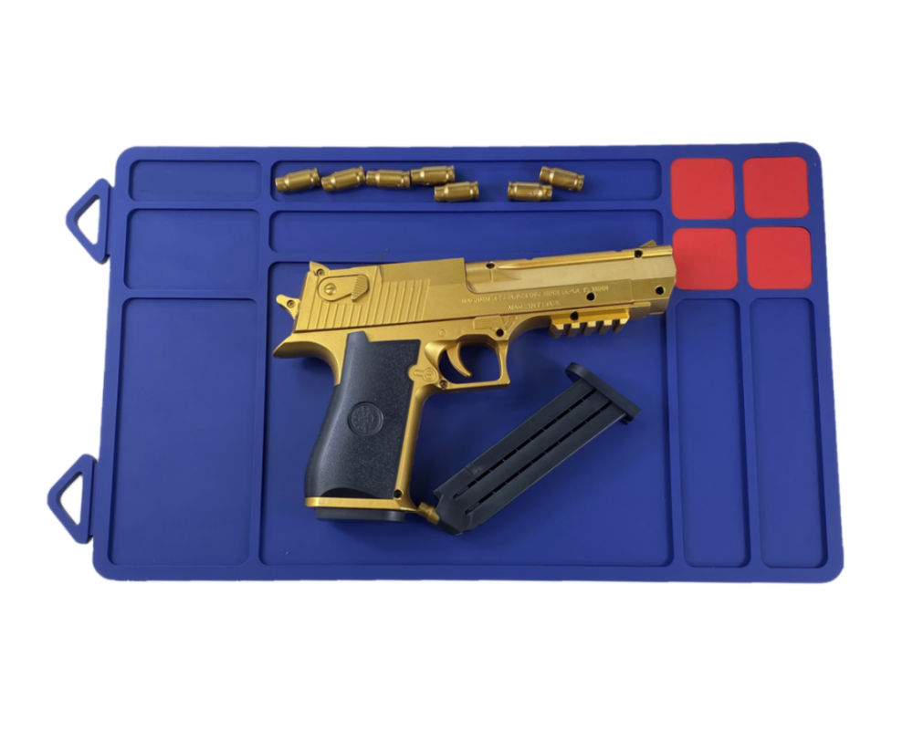 short blue gun cleaning mat