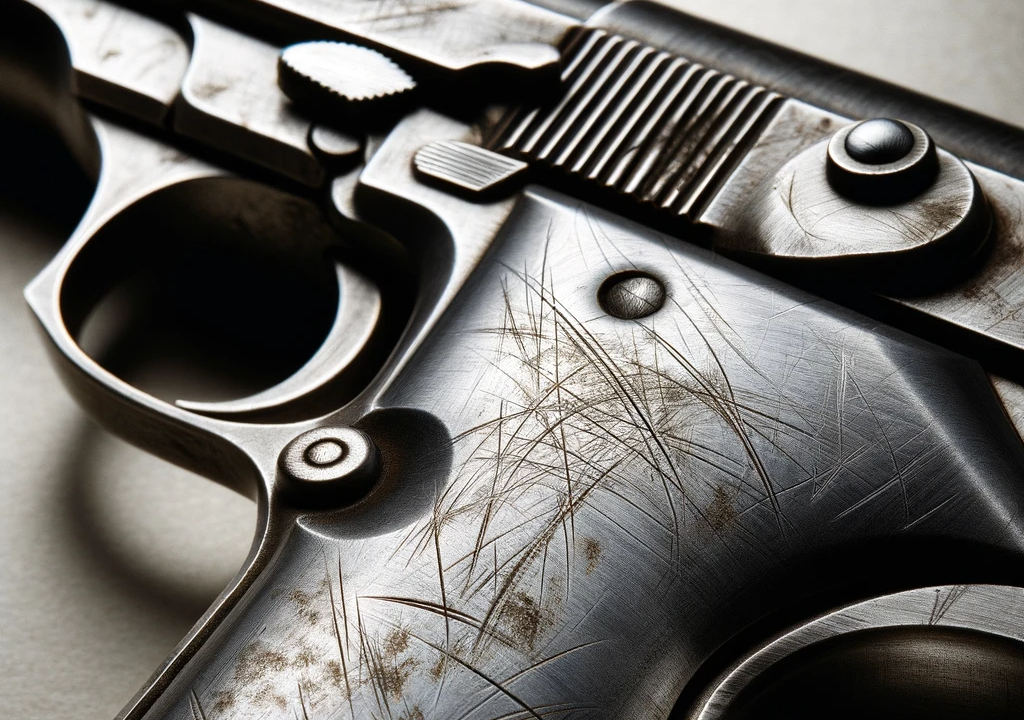 a gun with a slightly scratched surface