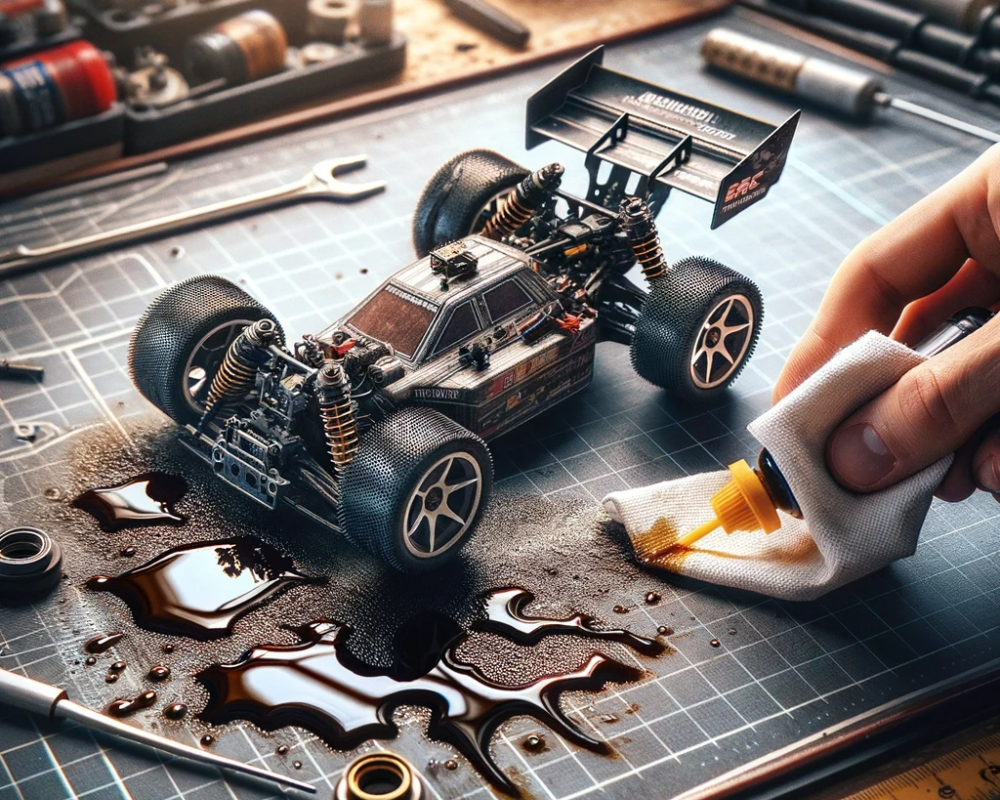 RC radio controlled car undergoing a pinning process