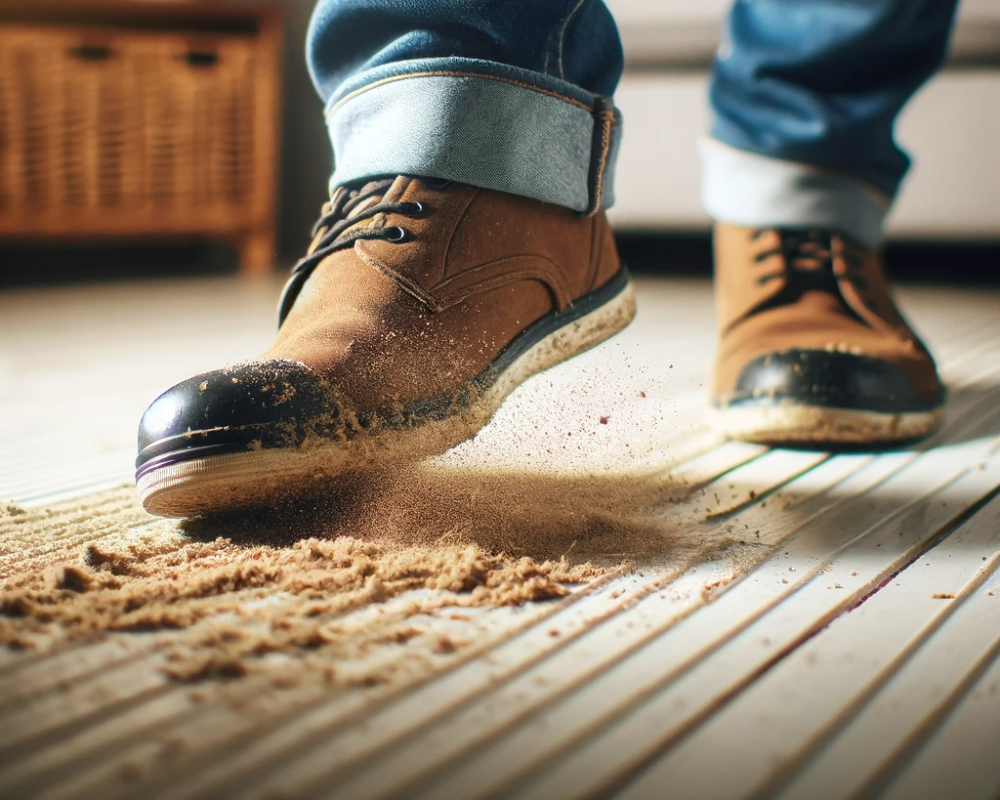stepping on a homes indoor floor