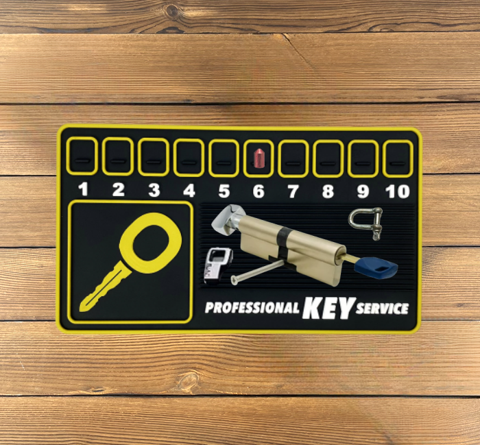 black and yellow key mat