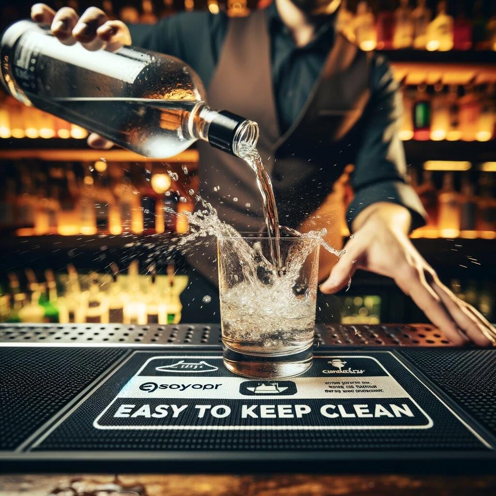wine spilled on the bar mat