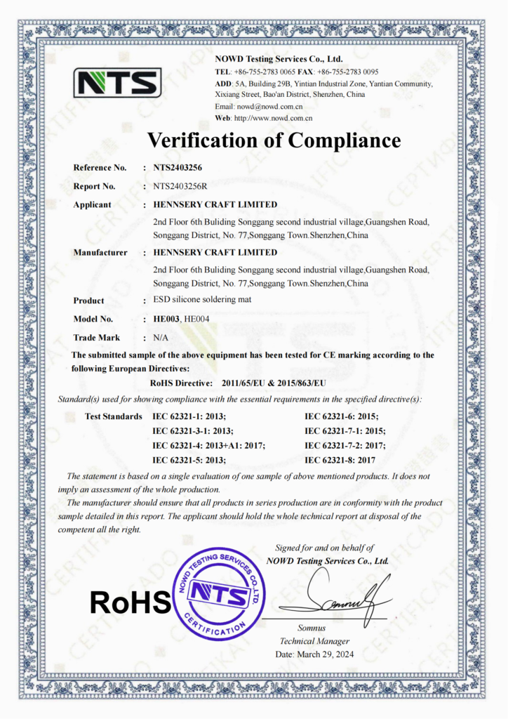 RoHS Inspection Report Certification