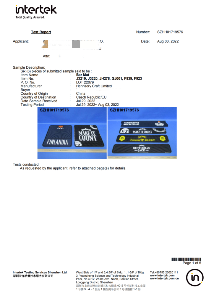 bar mat intertek report