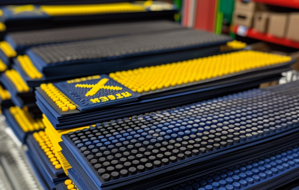 Large quantities of customized bar mats